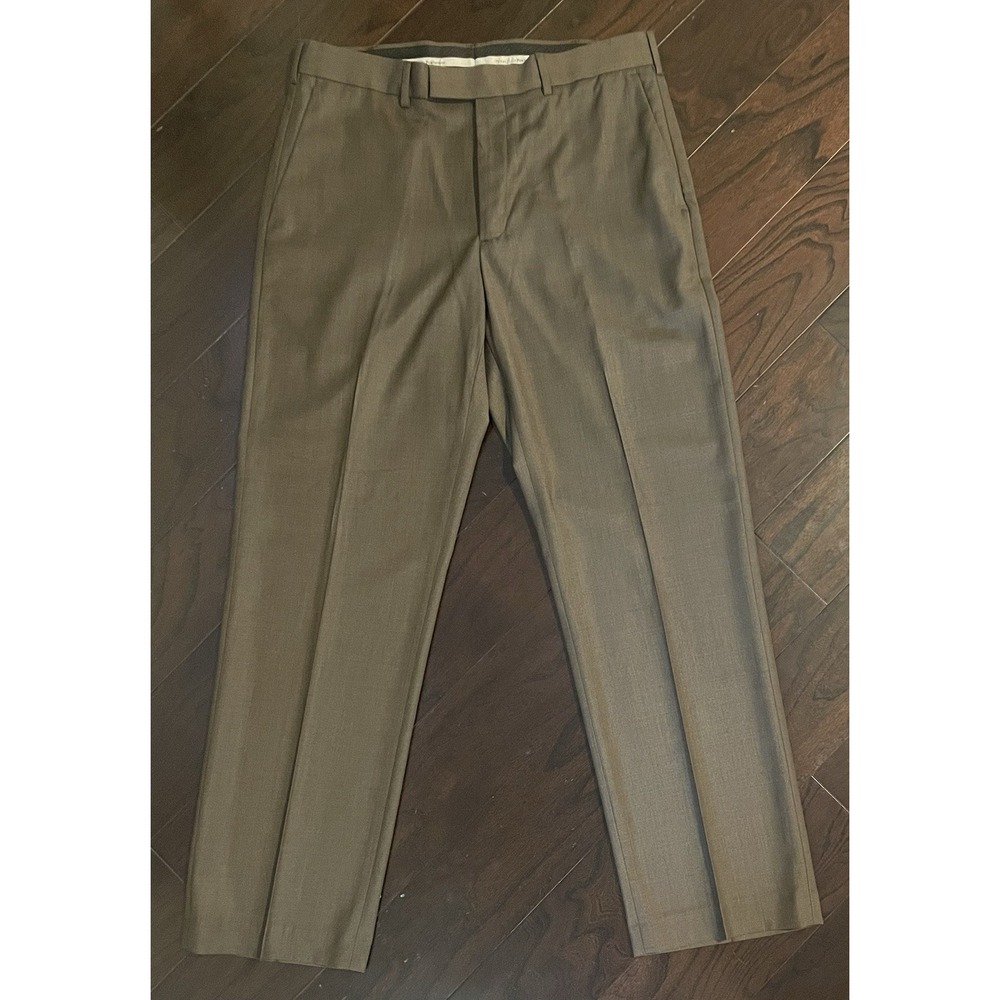 Perry Ellis Portfolio Pants Men 34x32  Brown Travel Luxe Flat Front Dress Slacks